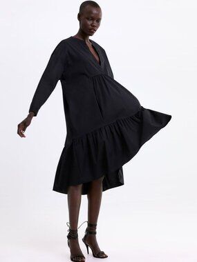 ZARA LONG POPLIN DRESS BLACK - Sz Small